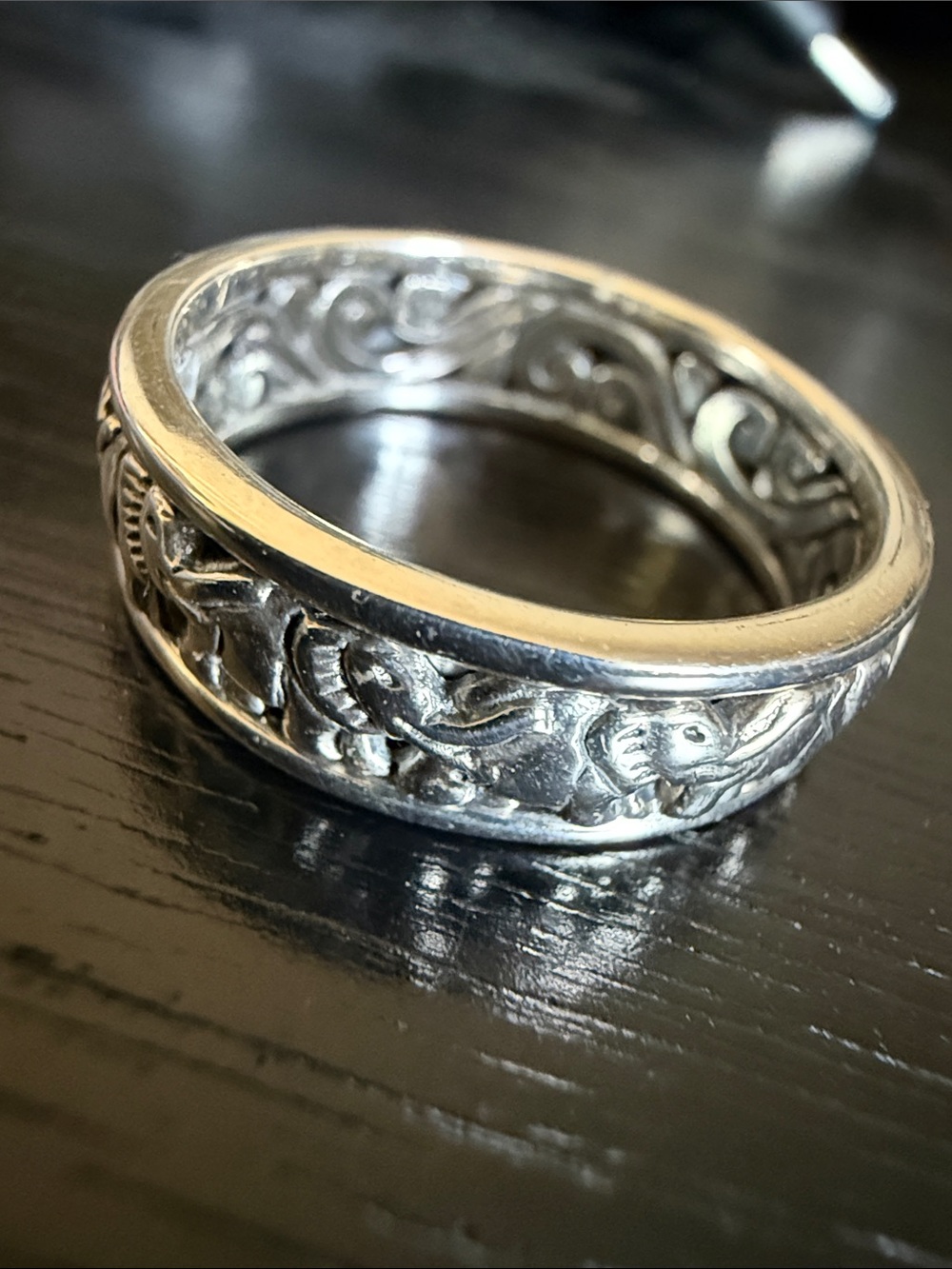 sterling silver elephant spinner ring